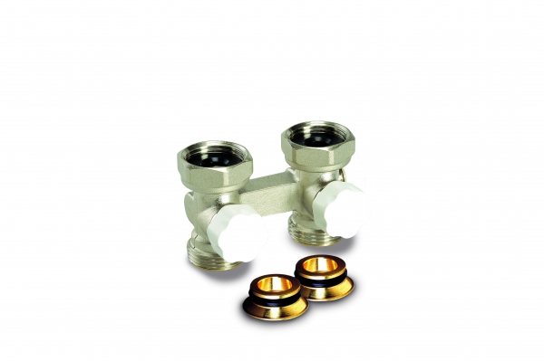 Distributore per impianti monotubo e bitubo per corpi scaldanti con valvola incorporata M 172