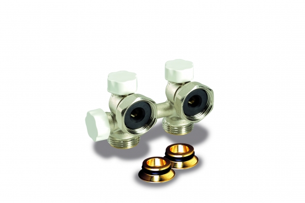 Distributore per impianti monotubo e bitubo per corpi scaldanti con valvola incorporata M 174